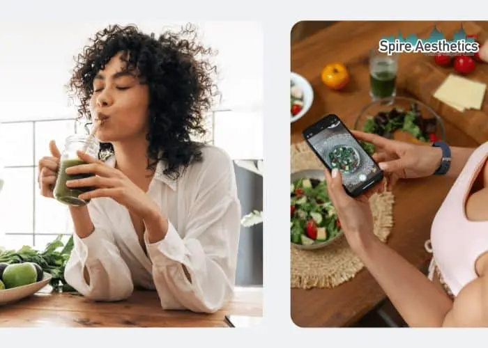 Image of woman looking into her diet and fat freezing Olney to improve her health